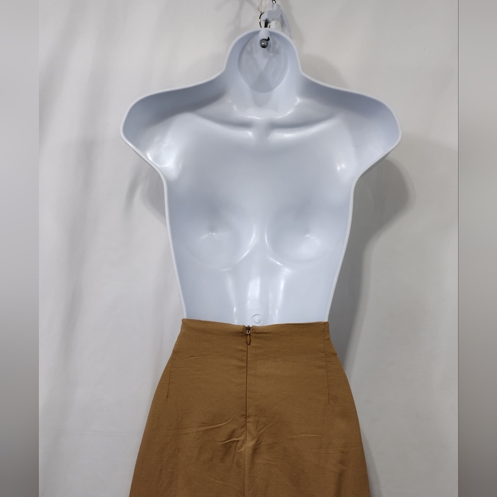 NWT Lulus Linen Blend Wrap Skirt Women's M Tan Retro Y2K 90s Casual Comfy - Picture 4 of 7